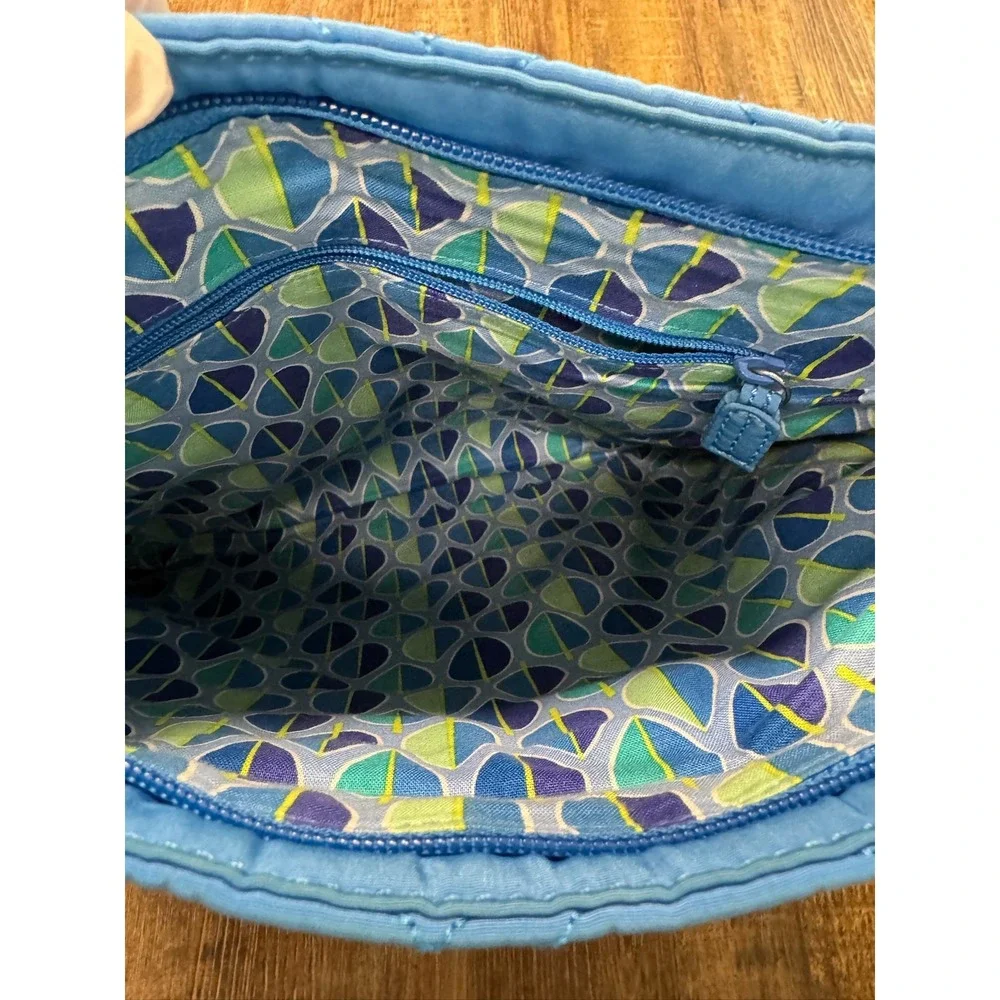 Vera Bradley Triple Zip Hipster Crossbody Bag Coastal Blue Quilted Microfiber